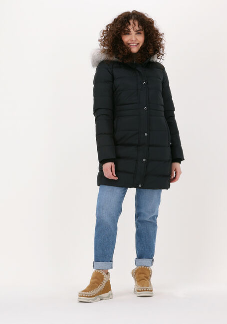 Zwarte TOMMY HILFIGER Gewatteerde jas TH ESS TYRA DOWN COAT WITH FUR - large