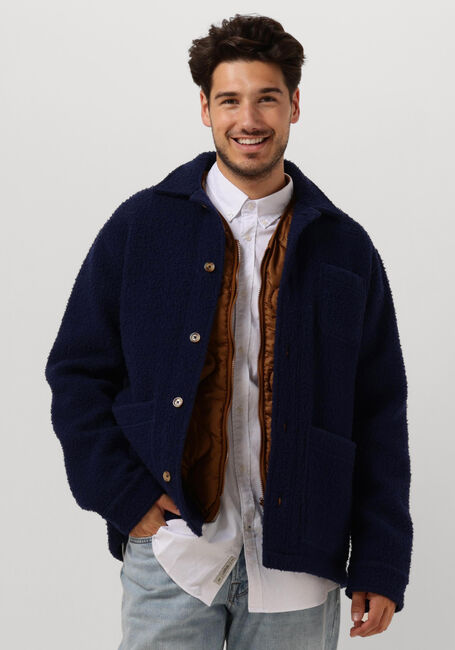 Donkerblauwe FORÉT Jack STAY WOOL OVERSHIRT - large
