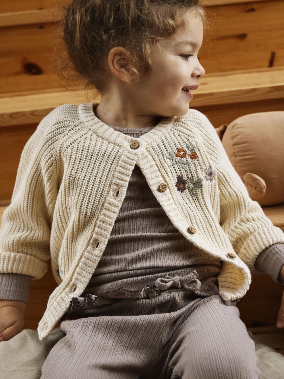 LIL' ATELIER Meisjes Truien & Vesten Nmfemlen Emb Ls Knit Card Lil Ecru