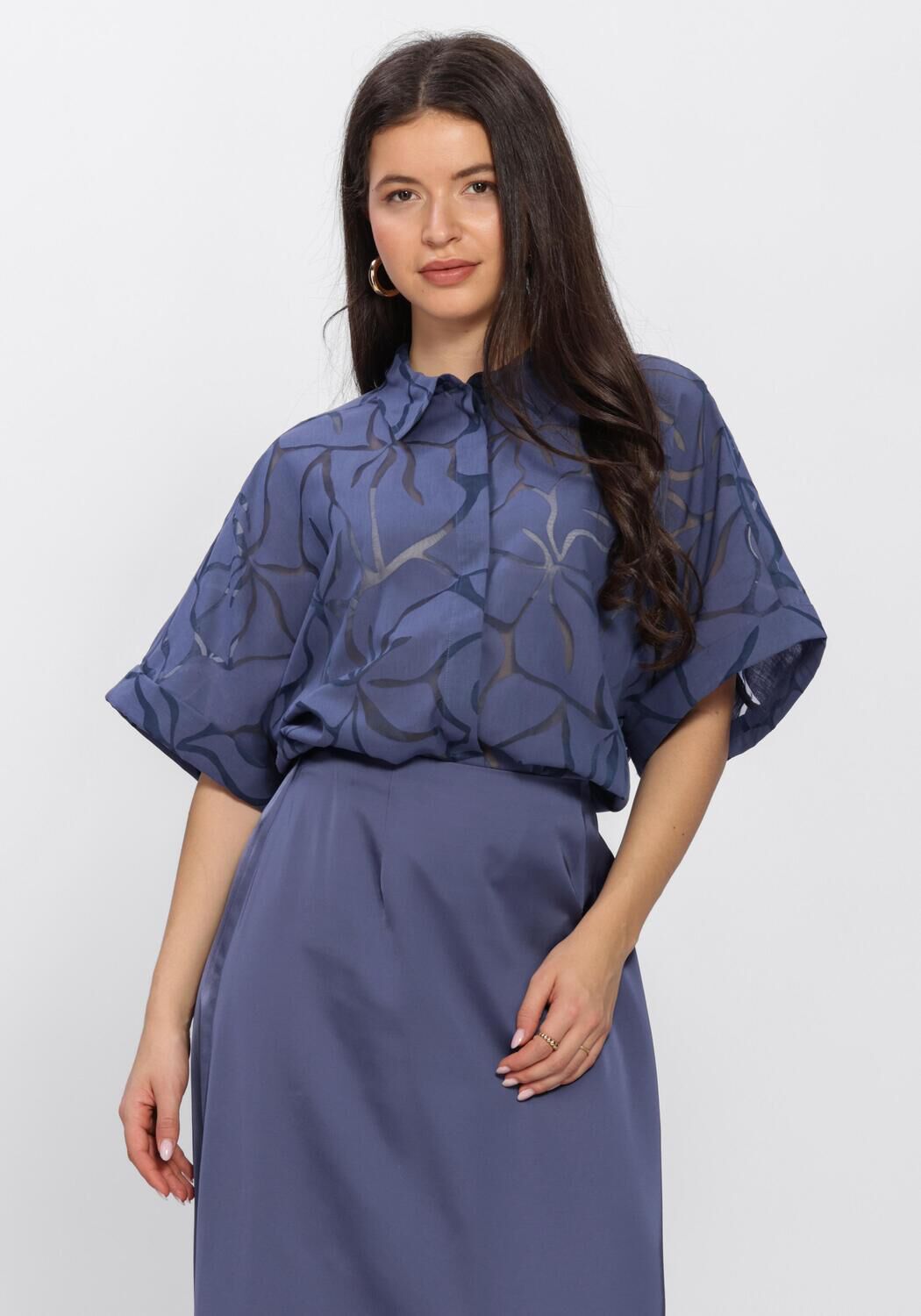 Blauwe ANOTHER LABEL Blouses ALLUCA FLOWER SHIRT S/S - large