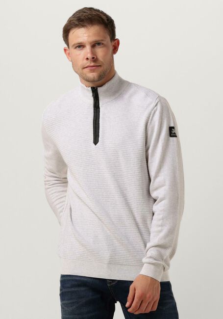 Ecru VANGUARD Trui HALP ZIP COLLAR COTTON STRUCTURE - large