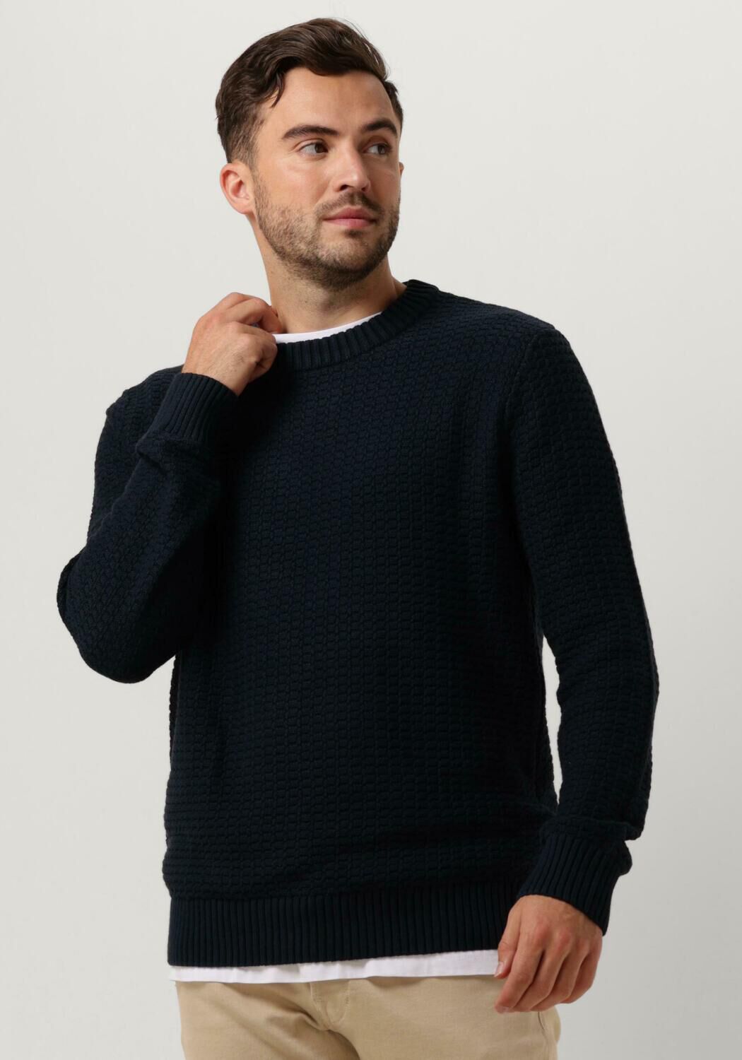 SELECTED HOMME Heren Truien & Vesten Slhthim Ls Knit Structure Crew Donkerblauw