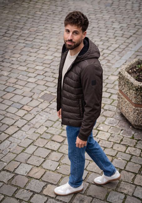 Bruine AIRFORCE Gewatteerde jas HOODED COVE JACKET - large