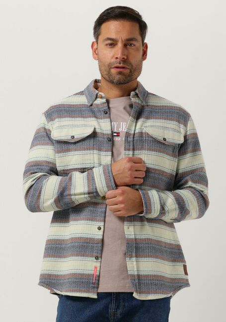 Blauwe SCOTCH & SODA Overshirt REGULAR-FIT BASKET WEAVE GRADIENT STRIPE SHIRT - large