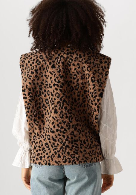 Bruine COLOURFUL REBEL Gilet YONI LEOPARD TEDDY GILET - large