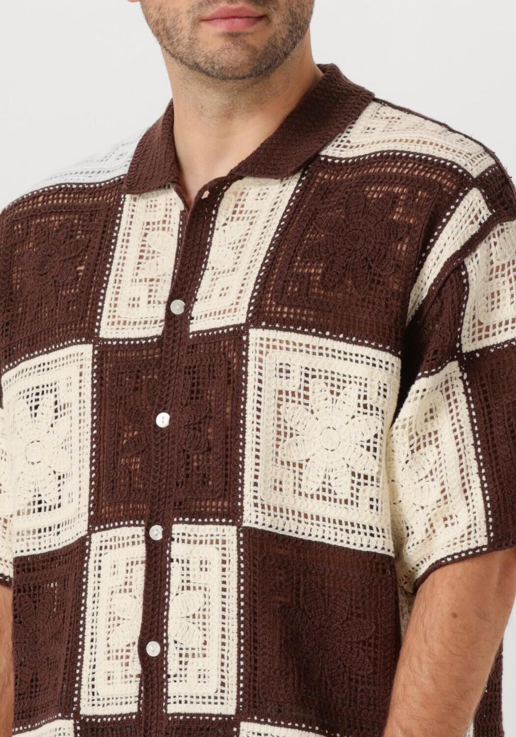 WOODBIRD Heren Overhemden Wbbanks Crochet Knit Bruin