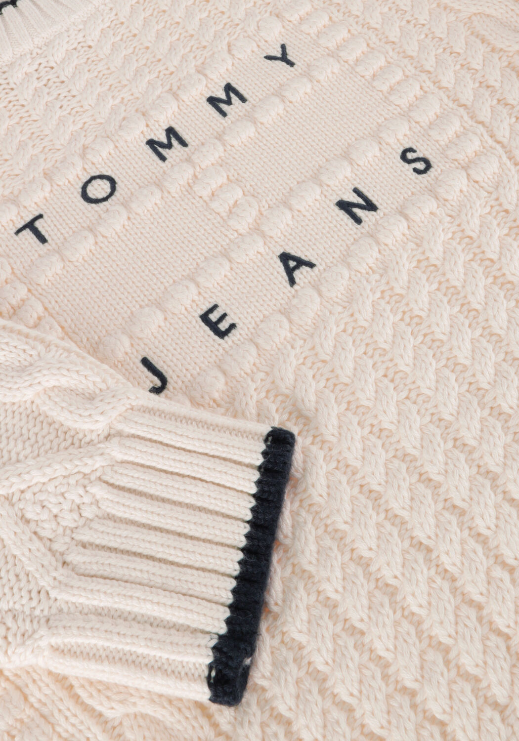 Witte TOMMY JEANS Trui TJW BUBBLE CABLE FLAG CREW - large