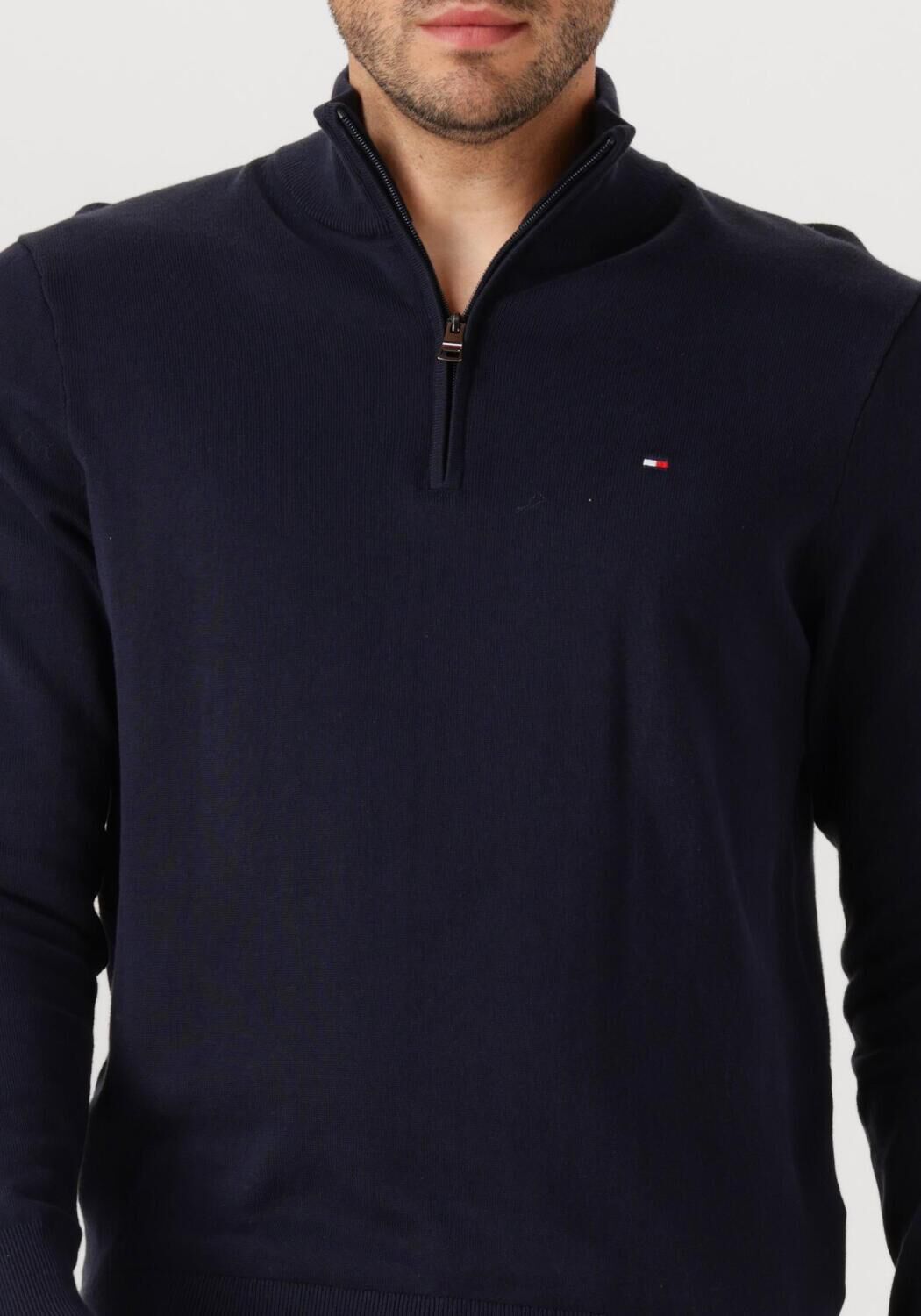 TOMMY HILFIGER Heren Truien & Vesten Essential Cotton Zip Mock Donkerblauw