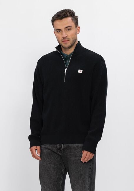 Zwarte CALVIN KLEIN Trui LS EZ COTTON WAFFLE QUARTER ZIP - large