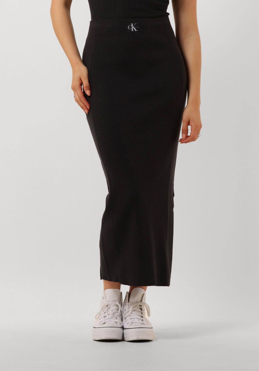 CALVIN KLEIN Dames Rokken Woven Label Sweater Skirt Zwart
