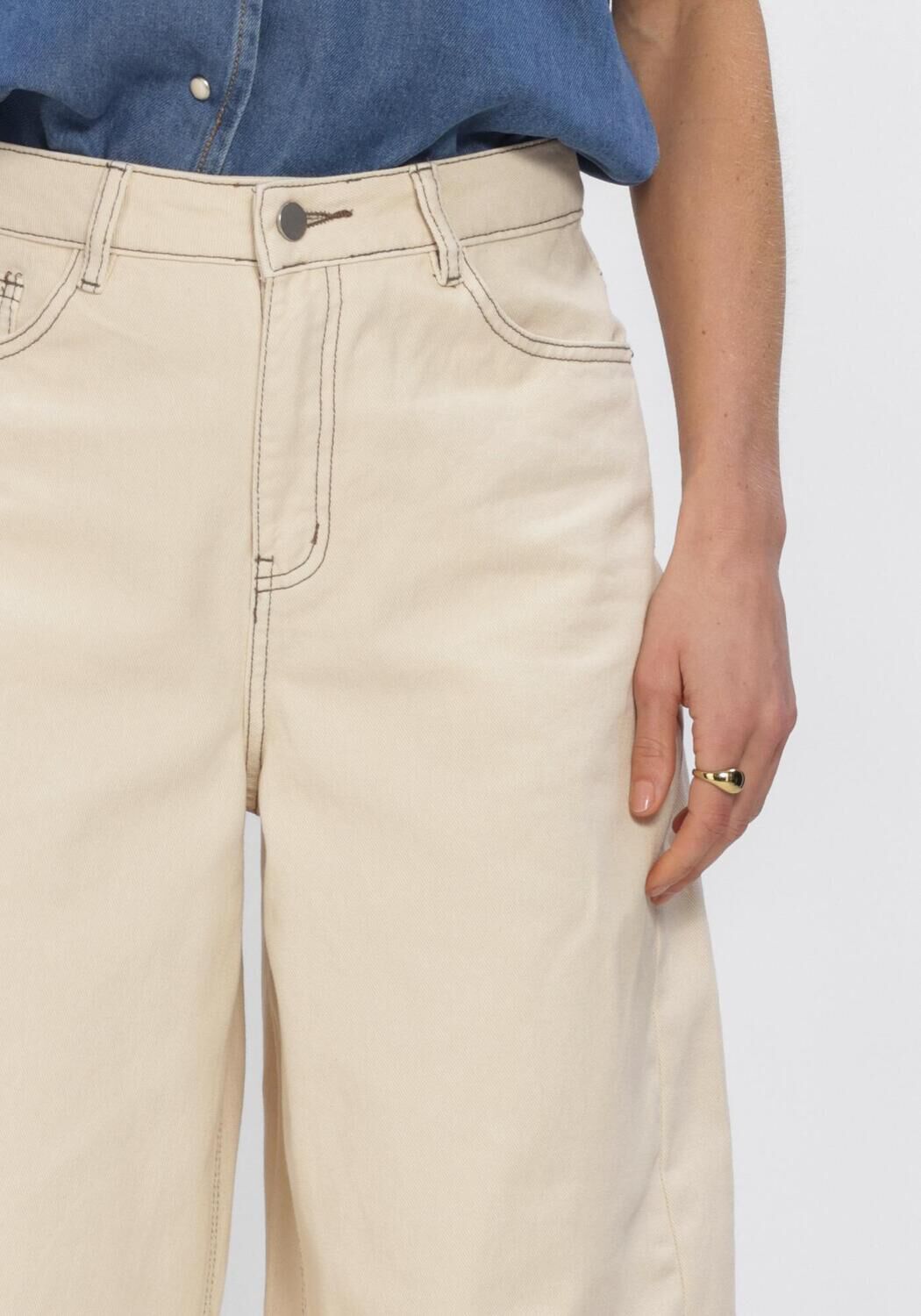 Beige OBJECT Jeans OBJMIO ANDREA MW CROPPED TWILL JEANS - large