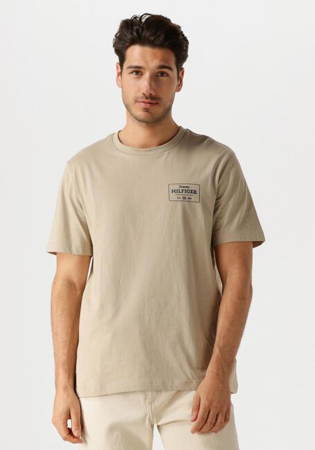 Beige TOMMY HILFIGER T-shirt MONOTYPE PRINTED LABEL TEE - large