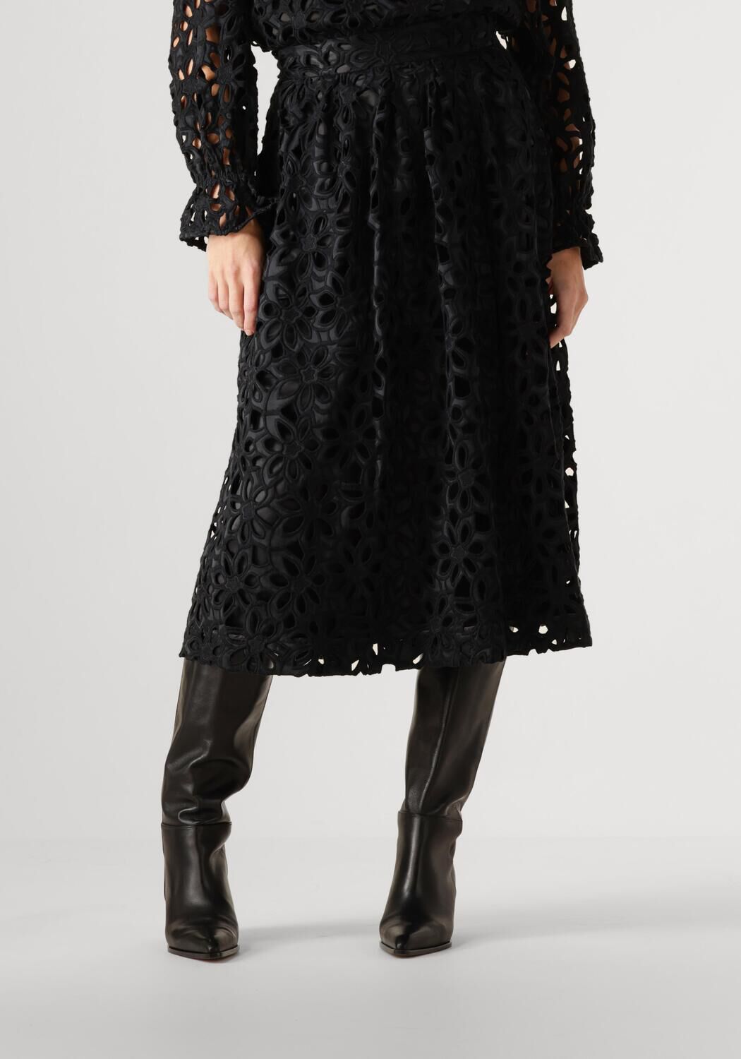 Dea Kudibal Elegante Kant Midi Rok Black Dames