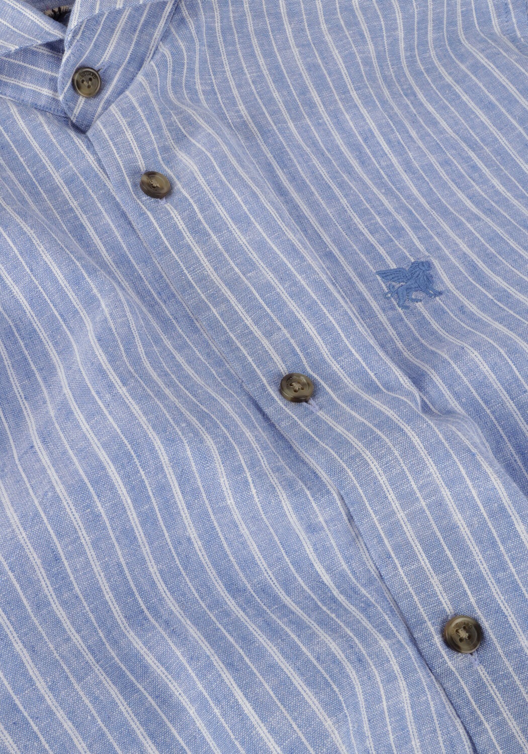 Lichtblauwe VANGUARD Casual overhemd LONG SLEEVE SHIRT LINEN COTTON BLEND STRIPE - large