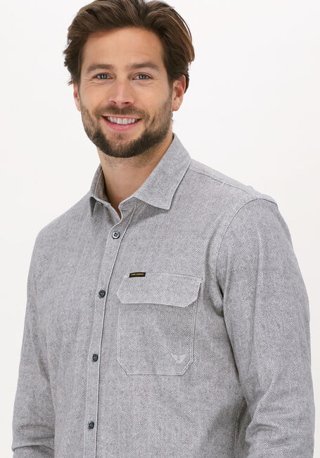 Lichtgrijze PME LEGEND Casual overhemd LONG SLEEVE SHIRT PRINT ON HEA - large