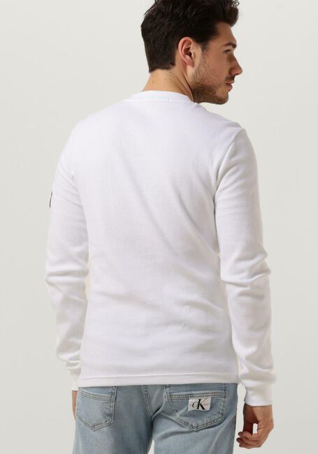 Witte CALVIN KLEIN Sweater BADGE WAFFLE LS TEE - large