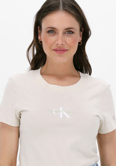 Gebroken wit CALVIN KLEIN T-shirt MONOGRAM SLIM TEE - large