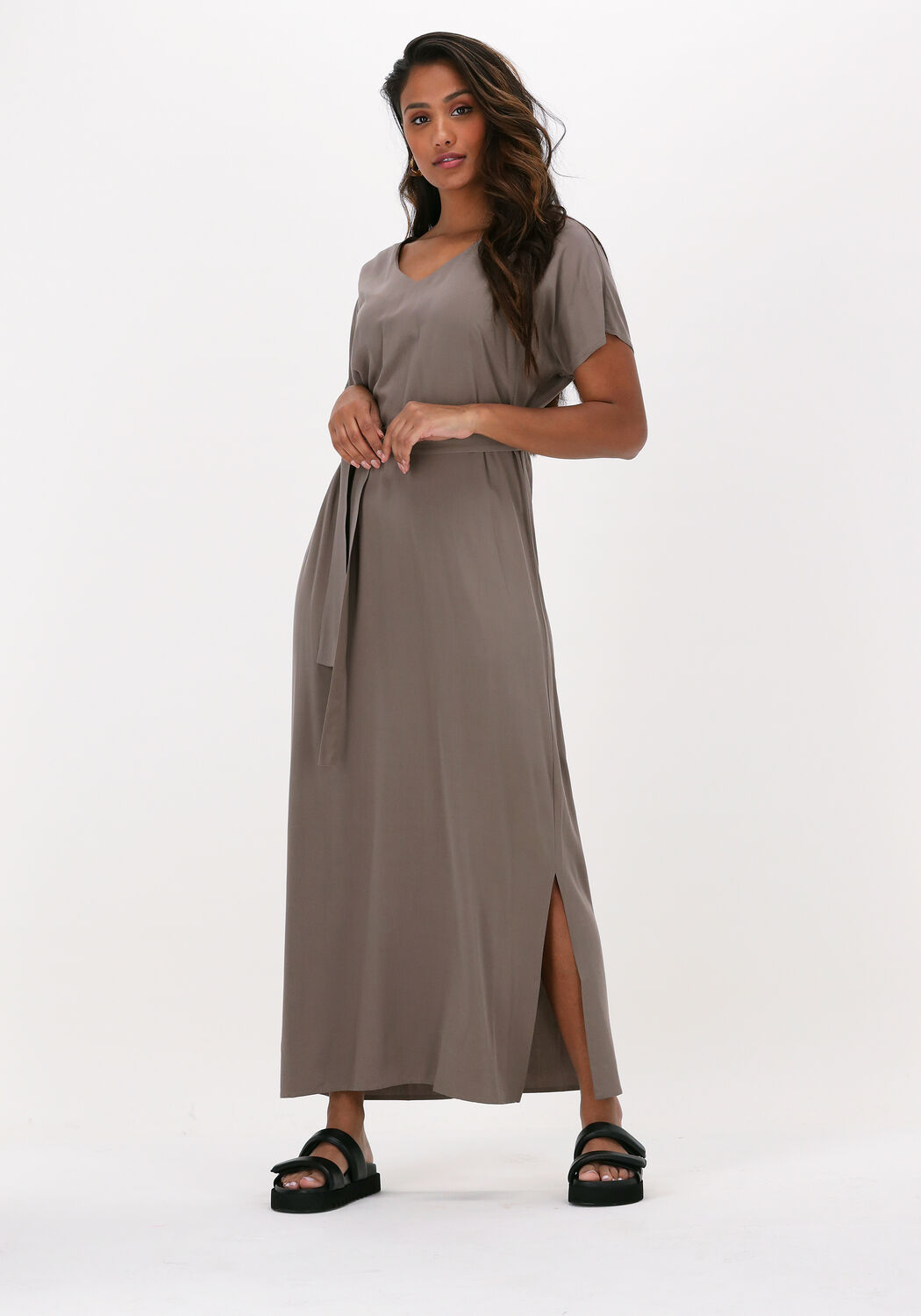 taupe knit ted maxi jurk billie