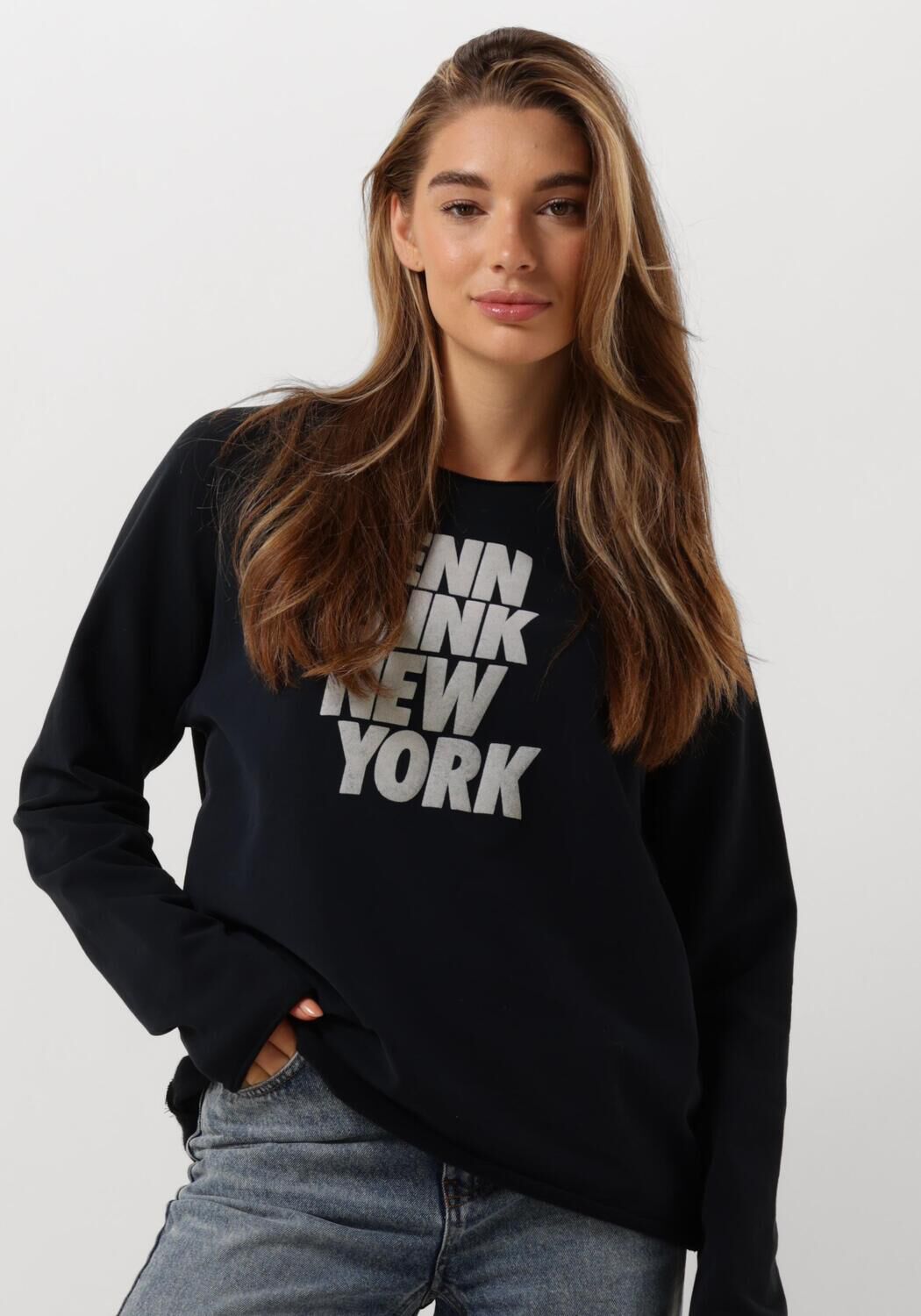 Penn&Ink N.Y 513 Sweater Print voor een stijlvolle look Blue Dames