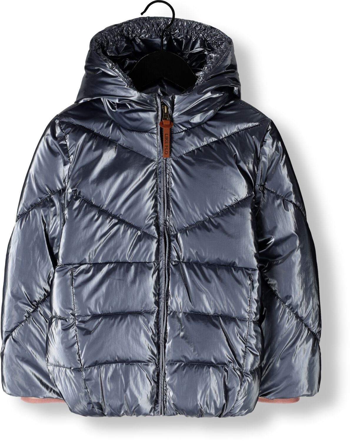 Like Flo quilted gewatteerde winterjas Ashley donkerblauw metallic Meisjes Polyamide Capuchon 146 152