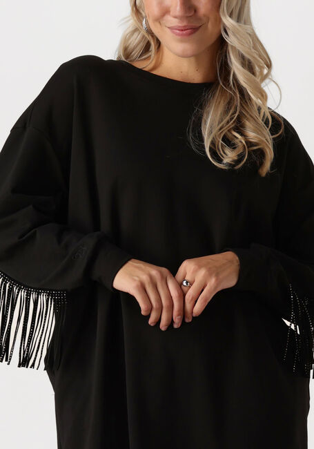 Zwarte CO'COUTURE Mini jurk STUDCC FRINGE SWEAT DRESS - large