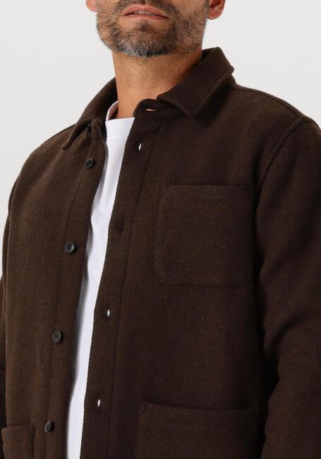 Bruine LES DEUX Overshirt JASON SOLID WOOL OVERSHIRT - large