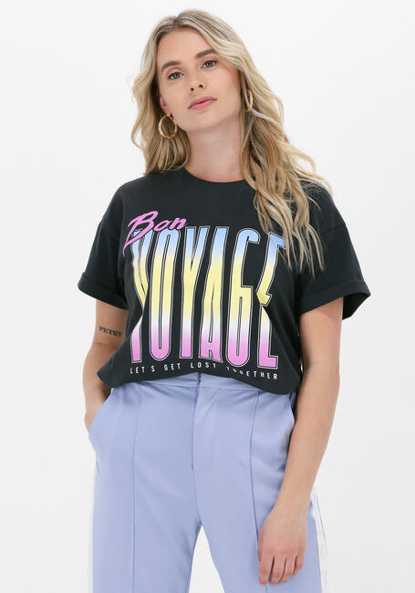 Zwarte COLOURFUL REBEL T-shirt BON VOYAGE BOXY TEE - large