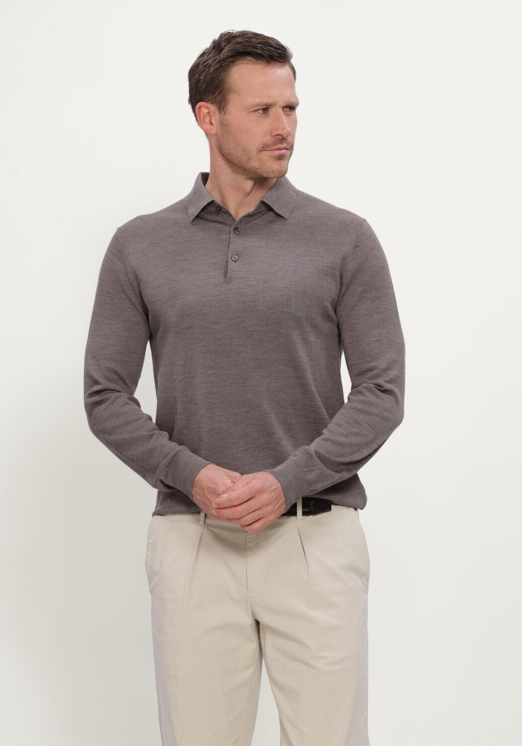 STEFANO LAURAN Heren Truien & Vesten Polo Button Merino Taupe