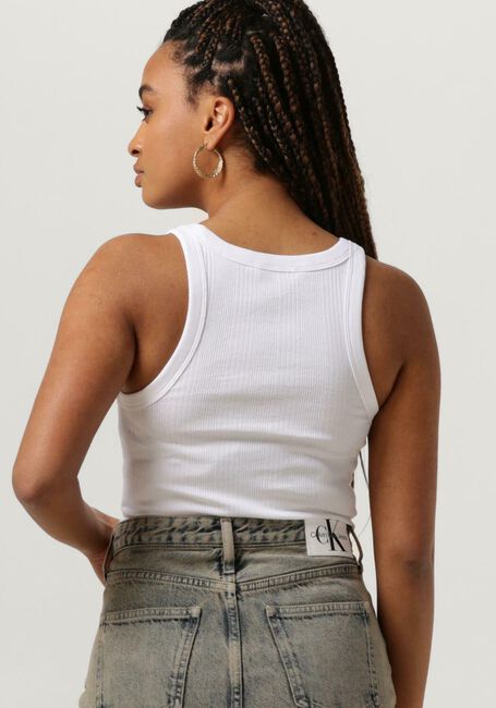 Witte CALVIN KLEIN Top VARIEGATED RIB WOVEN TAB TANK - large