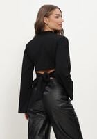 Zwarte REFINED DEPARTMENT Top LADIES KNITTED LONGSLEEVE DETAIL BACK FEATHER