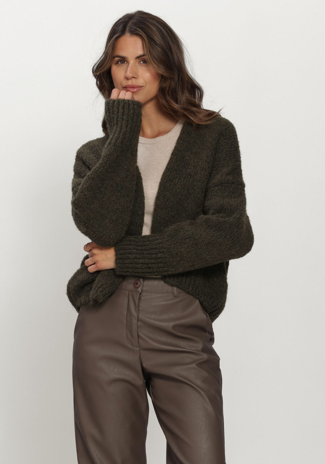 Donkergroene KNIT-TED Vest BECKY CARDIGAN - large