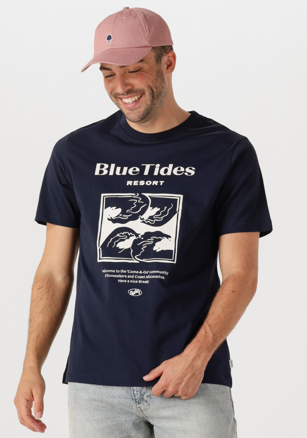 SHIWI Heren Polo's & T-shirts Men Liam Regular T-shirt Blue Tides Donkerblauw