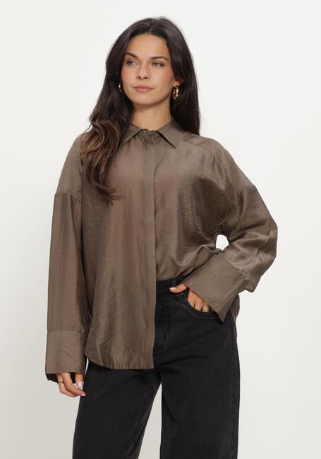 Taupe ROUGE EDIT Blouses ROUALININA MAE L/S OVERSIZED SHIRT - large