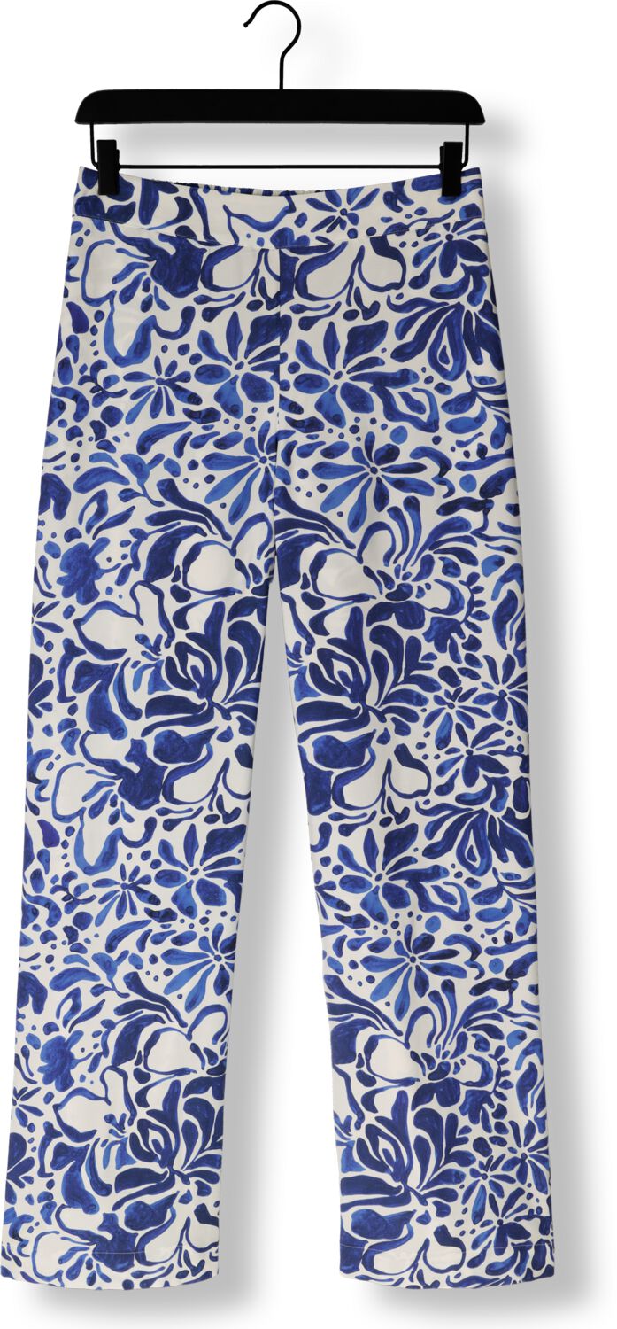 JANSEN AMSTERDAM Dames Broeken Wbf429 Woven Printed Wide Long Pants Blauw