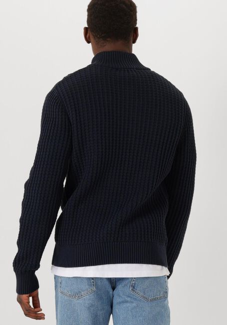 Donkerblauwe SELECTED HOMME Trui SLHTOM LS KNIT STRUCTURE HALF ZIP - large