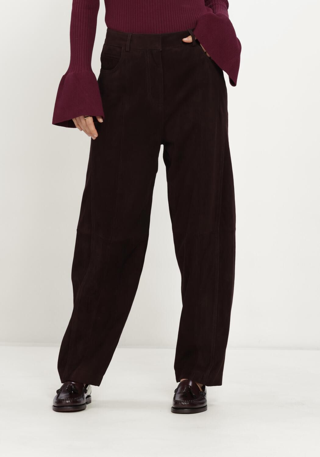 Bruine IBANA Wijde broek PARLA SUEDE - large