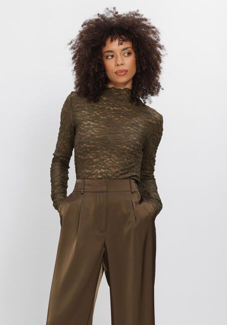 Donkergroene DANTE6 Top IRONY LACE TURTLE NECK TOP - large