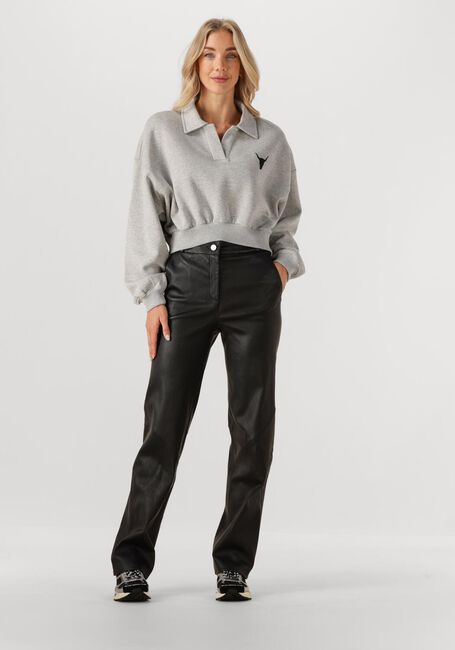 Grijze ALIX THE LABEL Sweater LADIES KNITTED POLO SWEATER - large