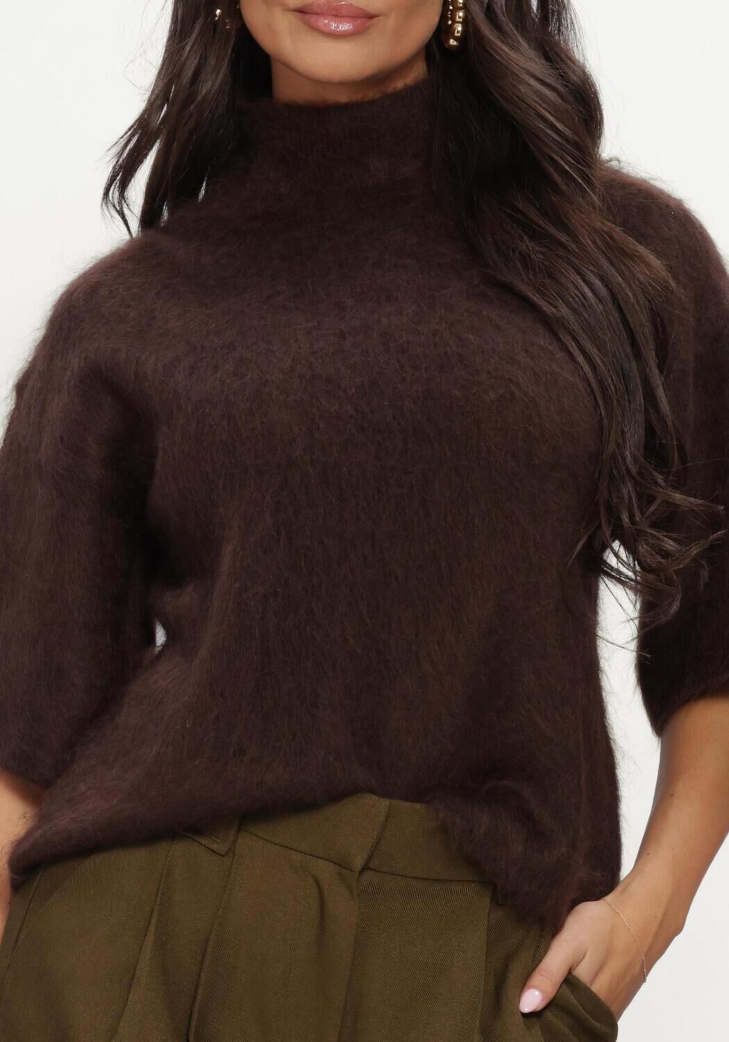 Bruine Y.A.S. Trui YASTILDE 2/4 MOHAIR BLEND KNIT PULLOVER - large