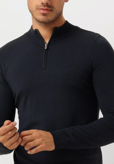 Donkerblauwe PURE PATH Trui ESSENTIAL KNITWEAR HALFZIP SWEATER - large