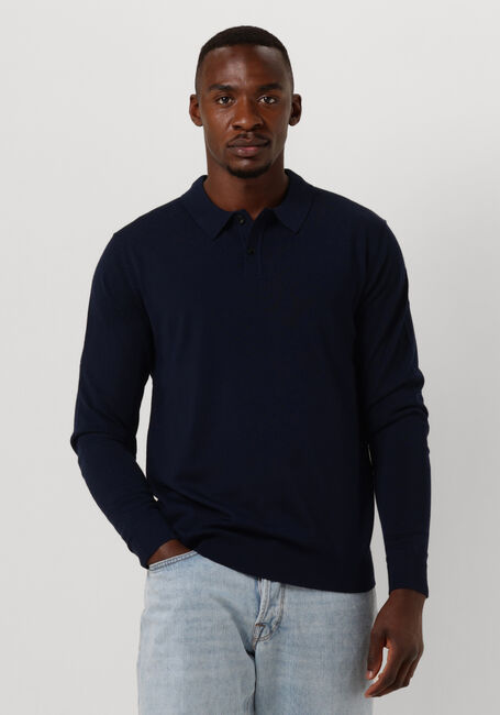 Donkerblauwe SELECTED HOMME Polo SLHTOWN MERINO COOLMAX KNIT POLO NOOS - large