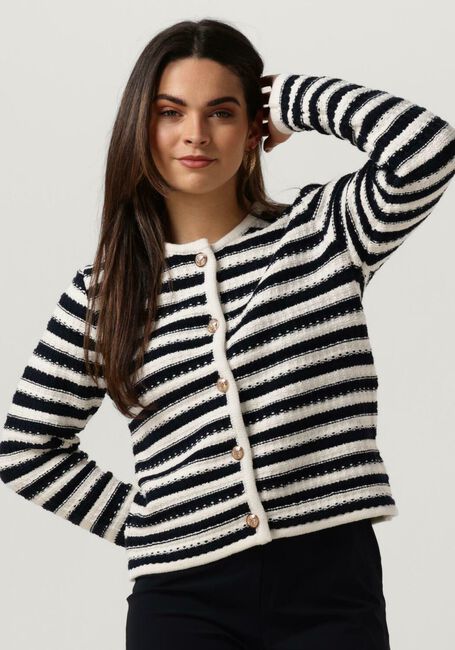 Donkerblauwe NEO NOIR Vest LIMONE STRIPE KNIT JACKET - large