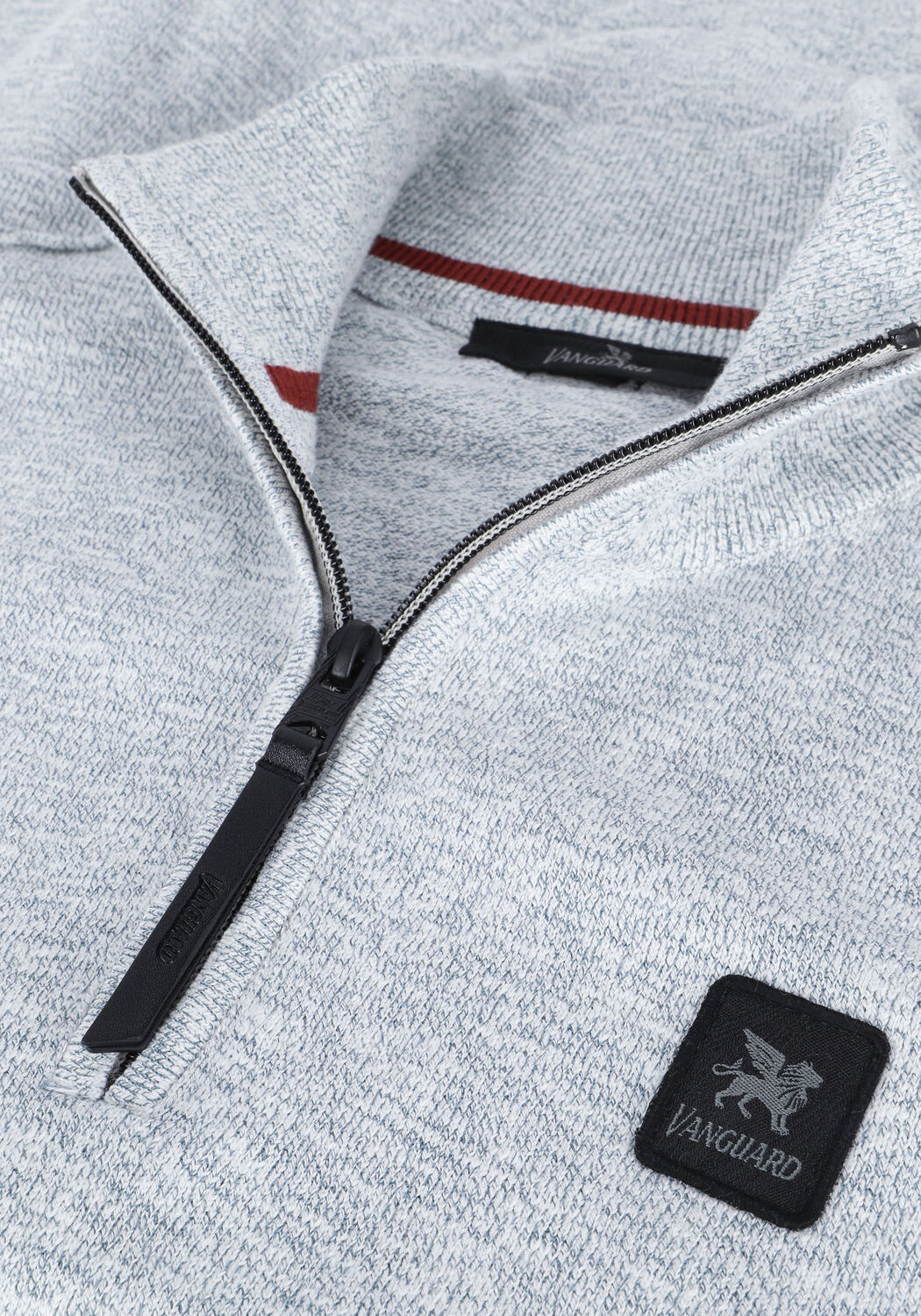Grijze VANGUARD Trui HALF ZIP COLLAR COTTON MOULINE - large