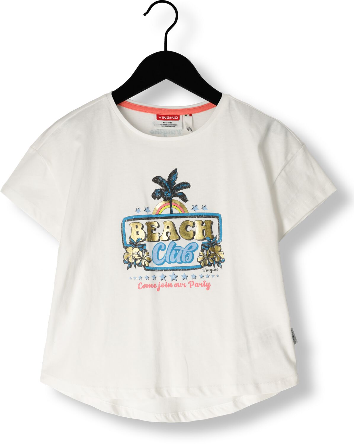 VINGINO T-shirt Hilya met printopdruk wit Meisjes Katoen Ronde hals Printopdruk 128