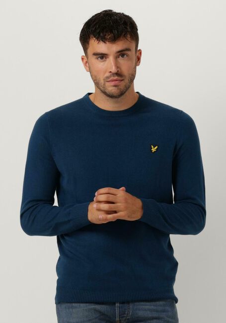 Blauwe LYLE & SCOTT Trui COTTON MERINO CREW JUMPER - large