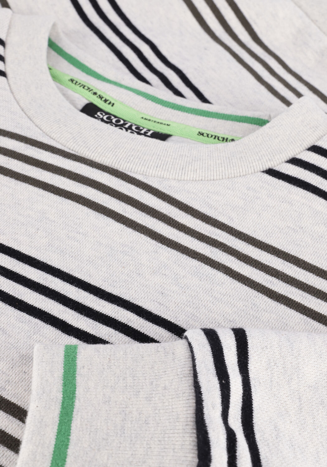 Lichtgrijze SCOTCH & SODA Sweater STRIPED CREW-NECK SWEATSHIRT - large