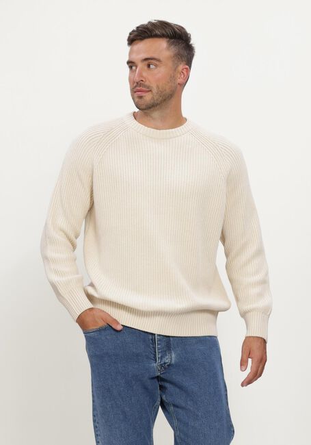 Beige SELECTED MEN Trui SLMBRAUN KNIT RIB CREW NECK NOOS - large