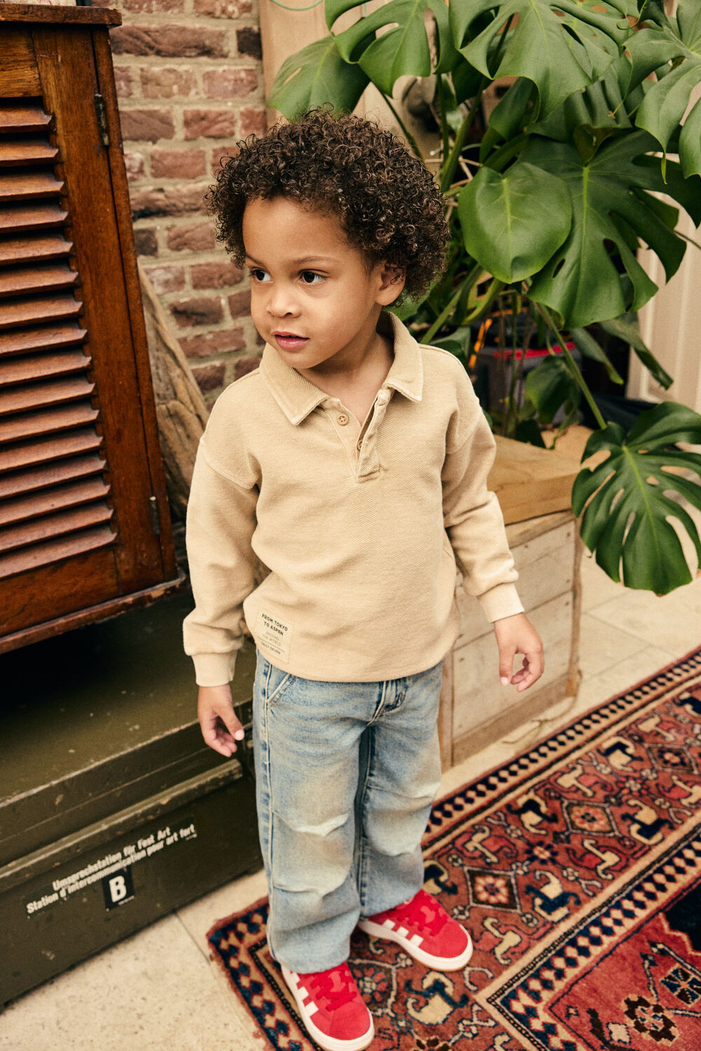 Beige DAILY7 Trui T-SHIRT LONGSLEEVE COLLAR - large