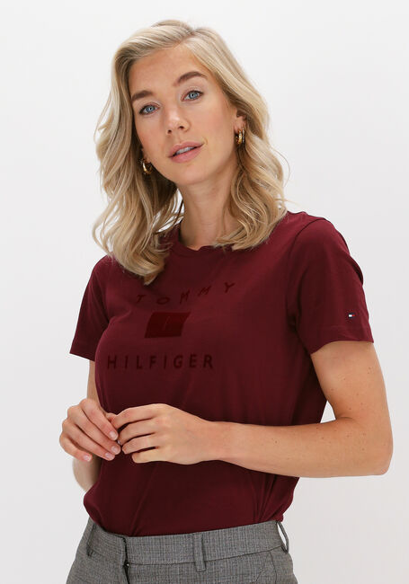 Bordeaux TOMMY HILFIGER T-shirt REGULAR FLOCK C-NK TEE SS - large