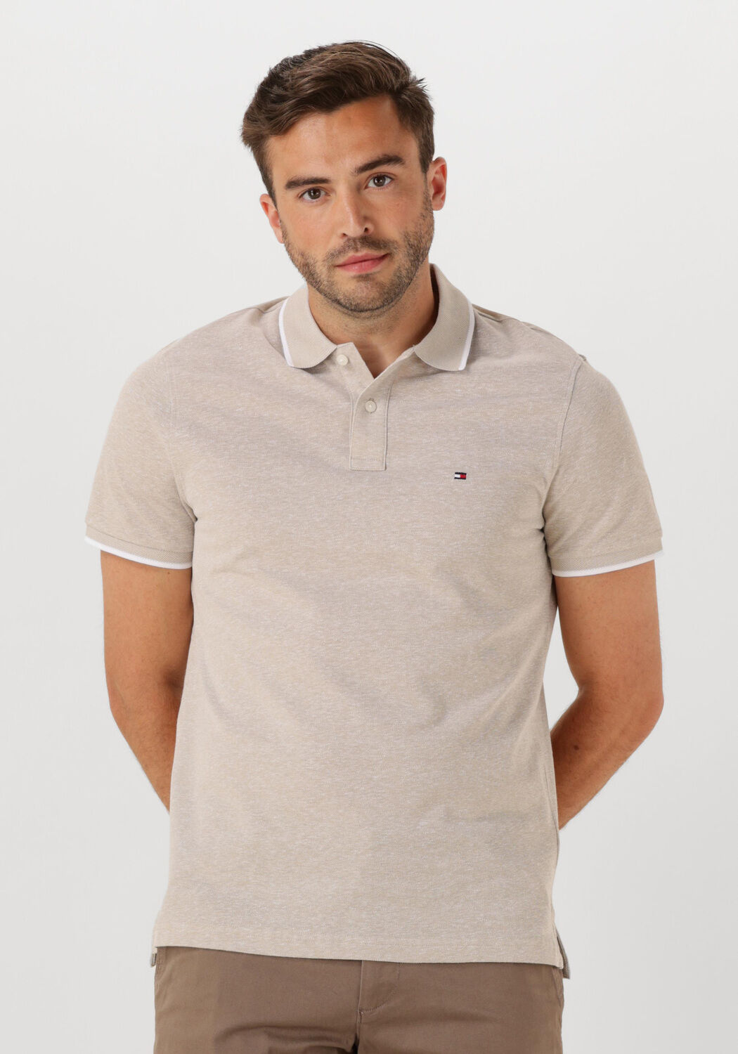 TOMMY HILFIGER Heren Polo's & T-shirts Linen Pique Reg Polo Beige